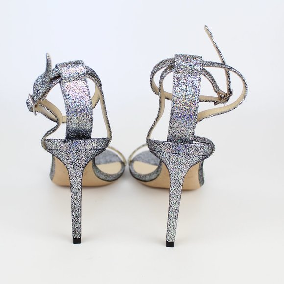 New JIMMY CHOO Minny 85 Glitter Heels– Strappy Sandals for Party, Wedding, Gala - Picture 10 of 15